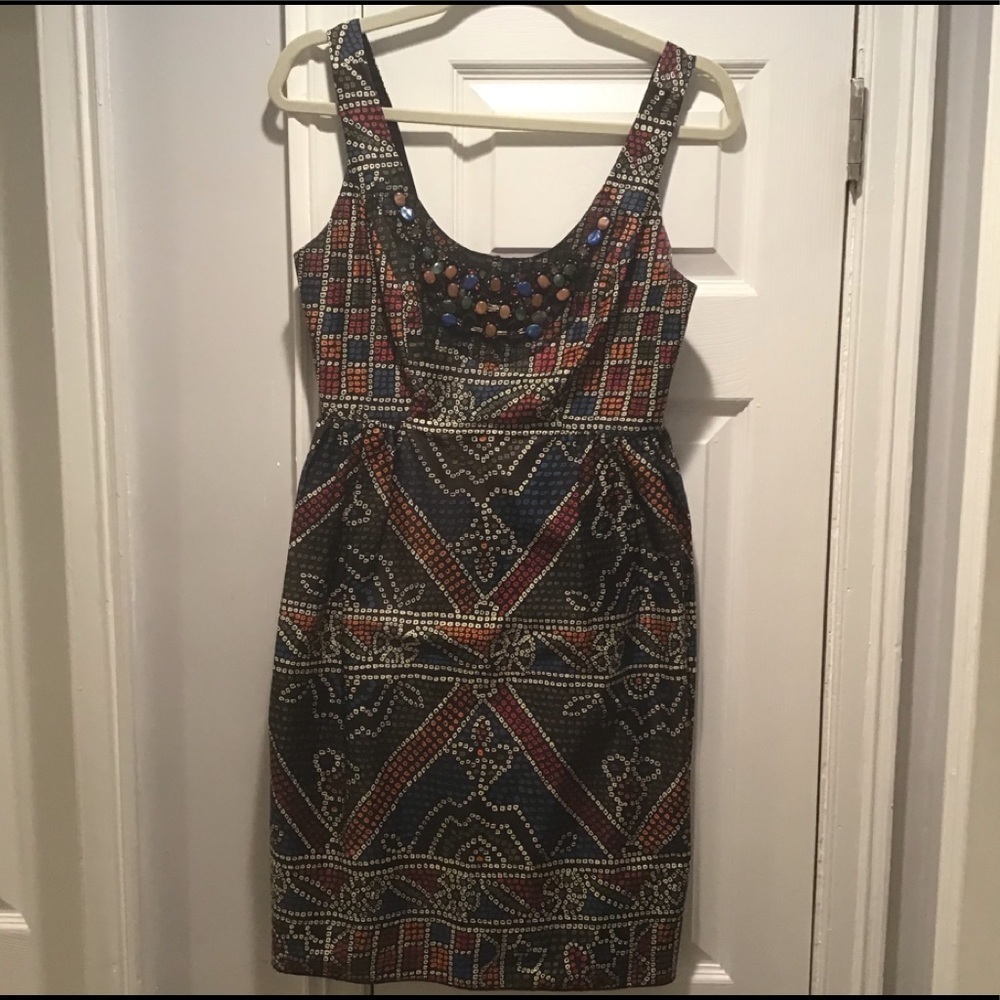 Anthropologie Anna Sui Jeweled Neckline Cotton Dress Size 4 - Picture 2 of 5